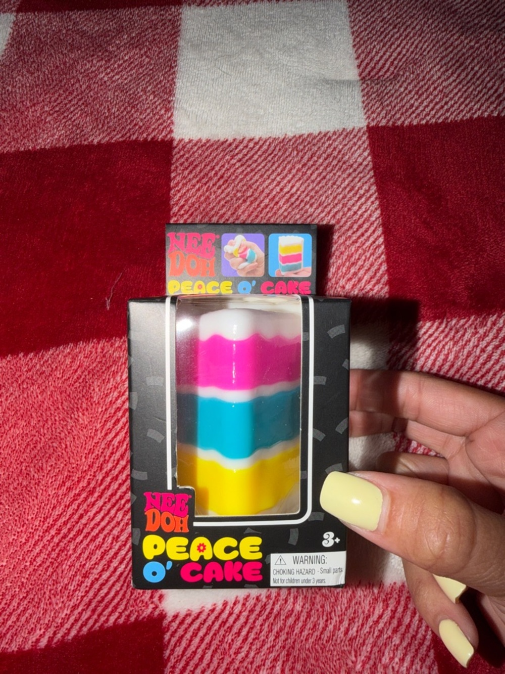 Nee Doh Peace O' Cake Rainbow Layer Squeeze Toy - Pink, Blue, Yellow, White
